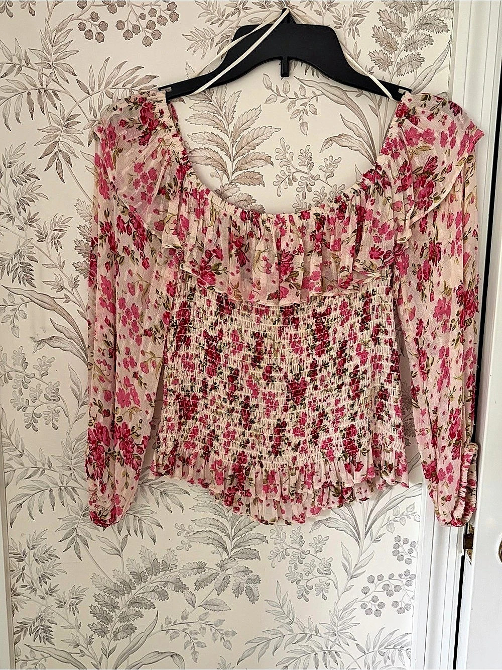Zara Floral Smocked Blouse